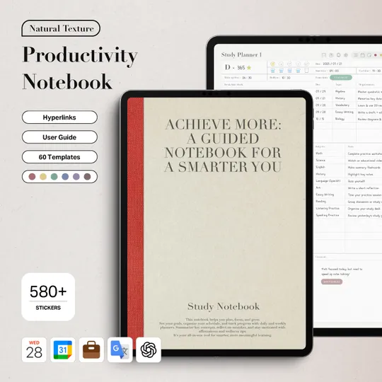 [Free Watermarked Preview] Natural Texture Productivity Notebook
