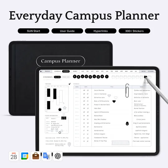 Everyday Campus Planner (Sticker set, Shortcuts Integration)