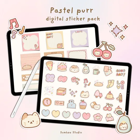 Digital sticker pack - Pastel purr | Webudding
