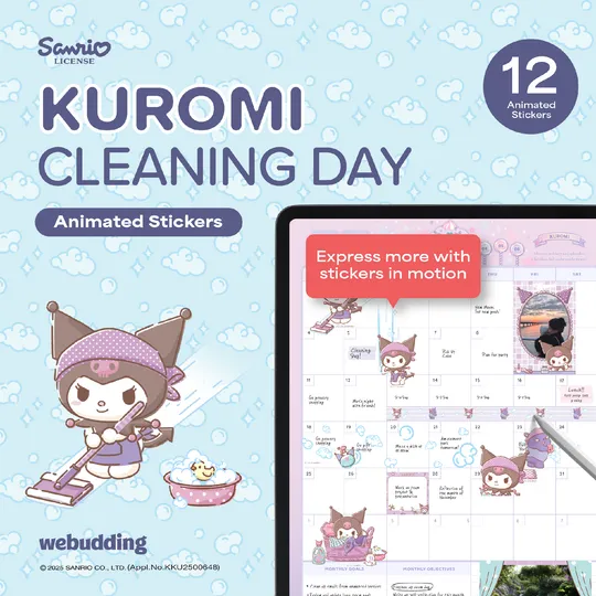 Kuromi Animated Sticker Pack <Cleaning Day>