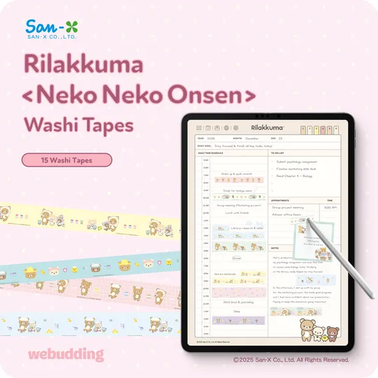 Rilakkuma <Neko Neko Onsen> Washi Tapes