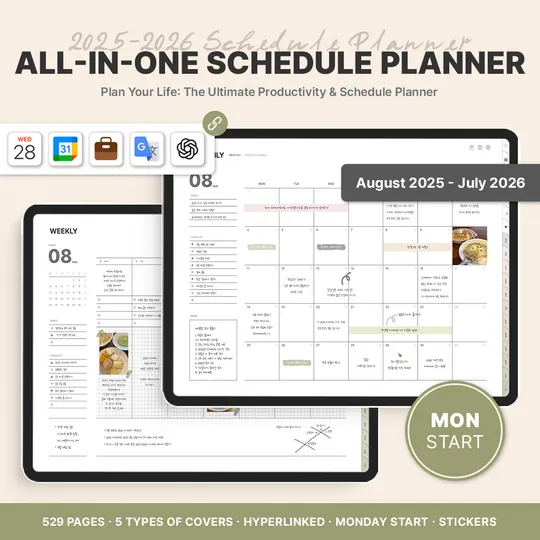 2025-2026 Schedule planner (Neutral) [Monday]