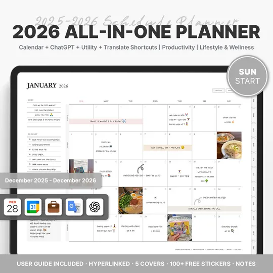 2026 올인원 데일리 플래너 (화이트ㆍ단축어 연동ㆍ가로형)-thumb