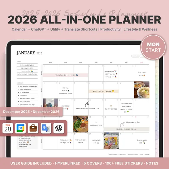 2026 올인원 데일리 플래너 (레인보우ㆍ단축어 연동ㆍ가로형)-thumb