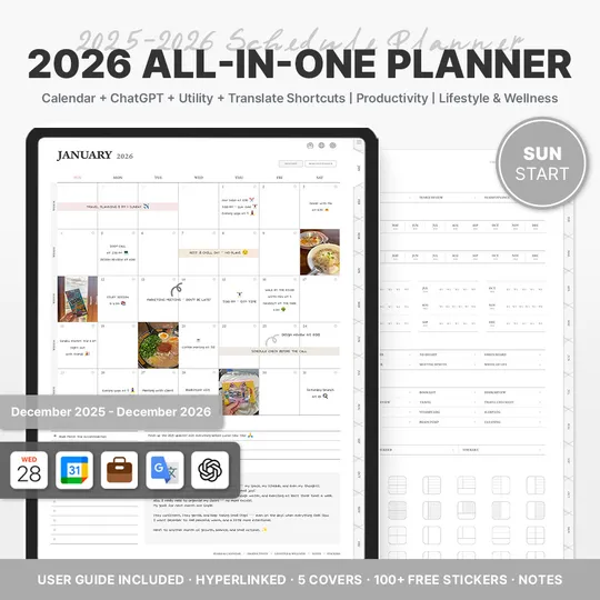 2026 올인원 데일리 플래너 (화이트ㆍ단축어 연동ㆍ세로형)-thumb