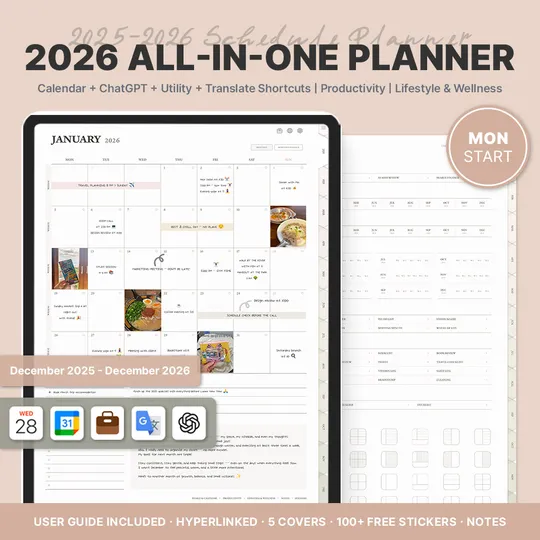 2026 올인원 데일리 플래너 (뉴트럴ㆍ단축어 연동ㆍ세로형)-thumb