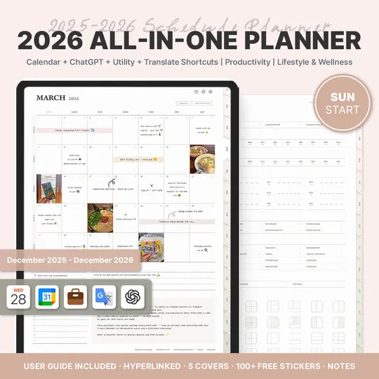 2026 올인원 데일리 플래너 (뉴트럴ㆍ단축어 연동ㆍ세로형)-thumb