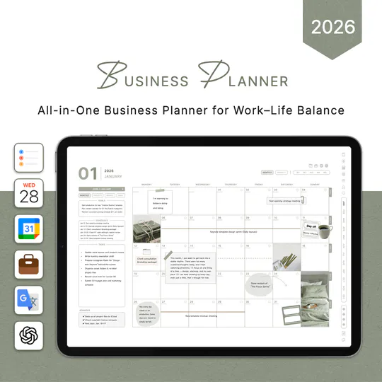 2026 all-in-one business planner [GREEN] [Integrated]