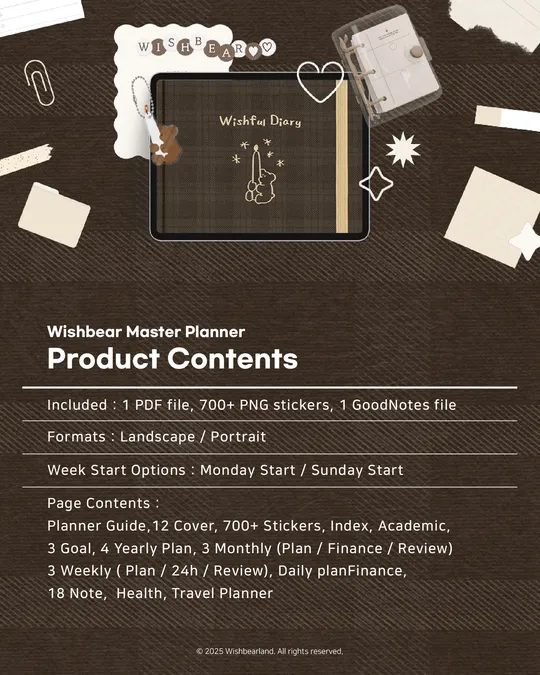 [2026] Wishbear Master Planner - weekly, daily all-in-one | Webudding
