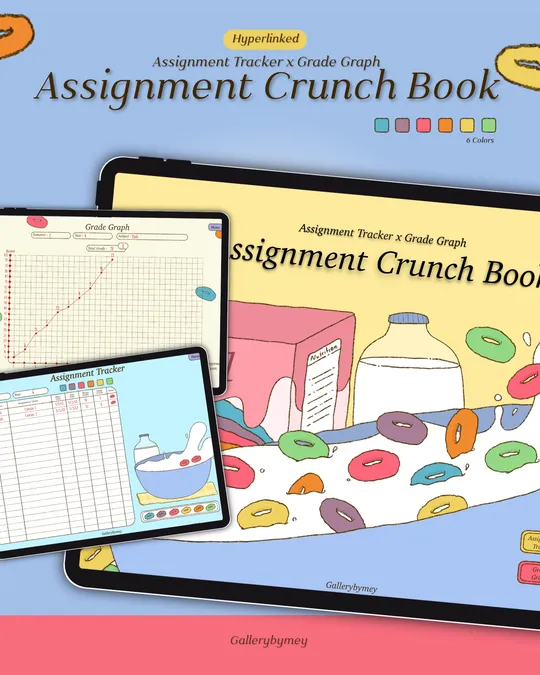 Assignment Crunch Book (digital assignment tracker + grade graph ...